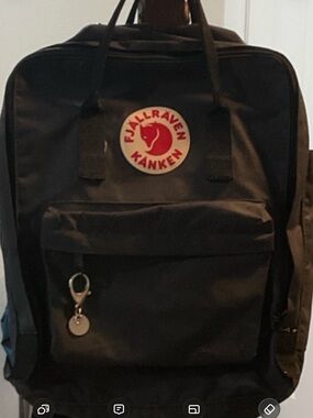 Fjallraven Kånken Backpack - Black with Red Logo